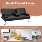 Divano letto futon pieghevole convertibile nero/marrone, pelle sintetica, 2 posti