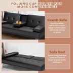 Divano letto futon pieghevole convertibile nero/marrone, pelle sintetica, 2 posti