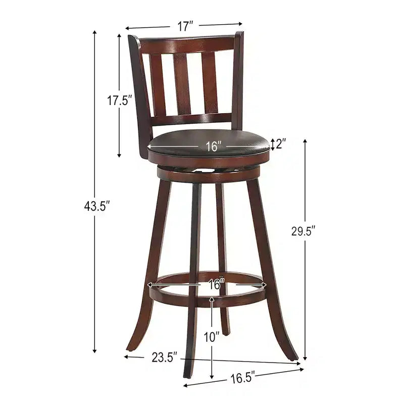 Sgabello da Bar Girevole in Similpelle Marrone Nocciola, Set da 4