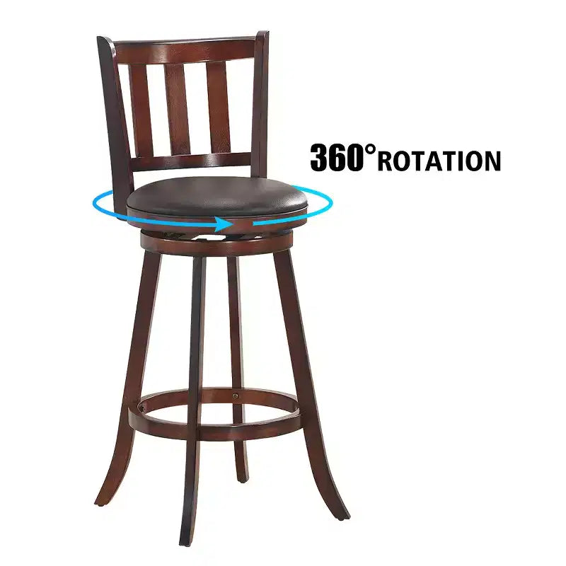 Sgabello da Bar Girevole in Similpelle Marrone Nocciola, Set da 4