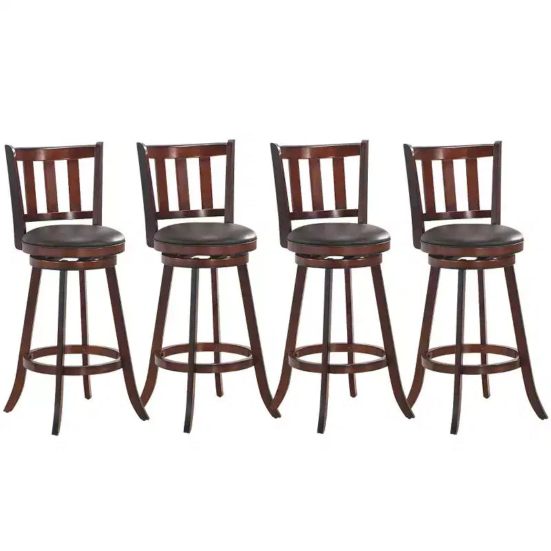 Sgabello da Bar Girevole in Similpelle Marrone Nocciola, Set da 4
