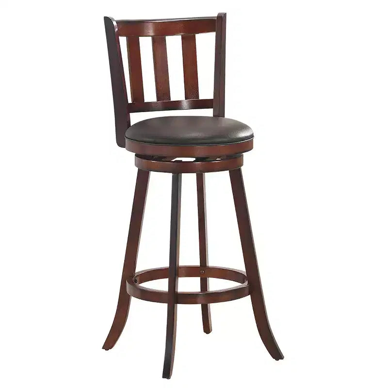 Sgabello da Bar Girevole in Similpelle Marrone Nocciola, Set da 4