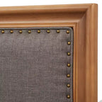 Letto imbottito con struttura in legno rustico, matrimoniale, grigio/beige, 1 persona