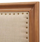 Letto imbottito con struttura in legno rustico, matrimoniale, grigio/beige, 1 persona