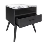 Comodino in marmo nero/ciliegia/bianco, stile moderno di metà secolo, per 1 persona