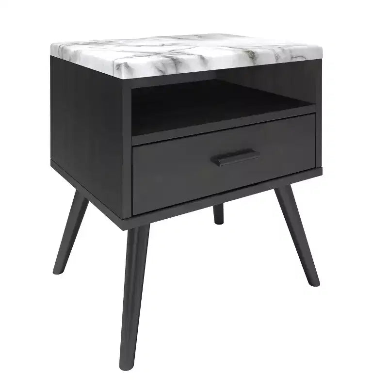 Maddox Mid-Century Modern Marble Top Nightstand - Eco Dream