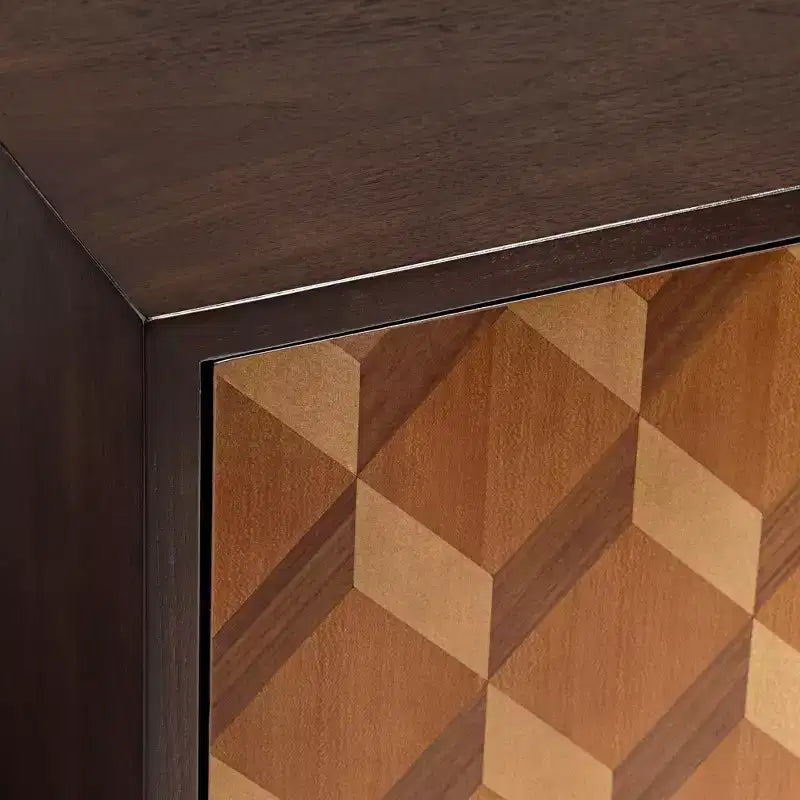 Cassettiera in Legno Marrone Scuro a 2 Ante, Montaggio 1 Persona