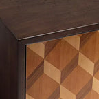 Dunkelbraune Akzentkommode aus Holz mit 2 Türen, Montage durch 1 Person